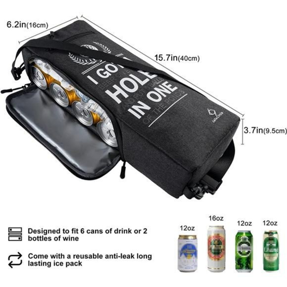 Golf Bag Cooler with Ice Pack, Golf Cooler Bag, Golf Beer Sleeve, Holds 6 Can - Picture 6 of 7